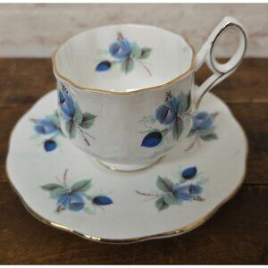 Elizabethan DEMITASSE Tea Cup Saucer Taylor Kent England Bone China Blue Floral